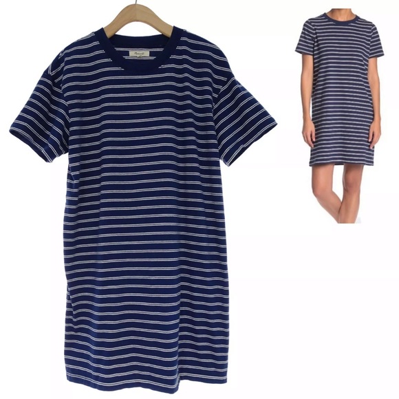 Madewell Dresses & Skirts - Size L▪️MADEWELL BLUE STRIPED TINA T-SHIRT DRESS
